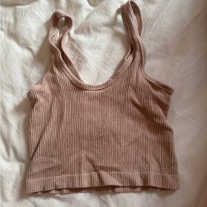 PacSun Ribbed Crop Top in Light Brown